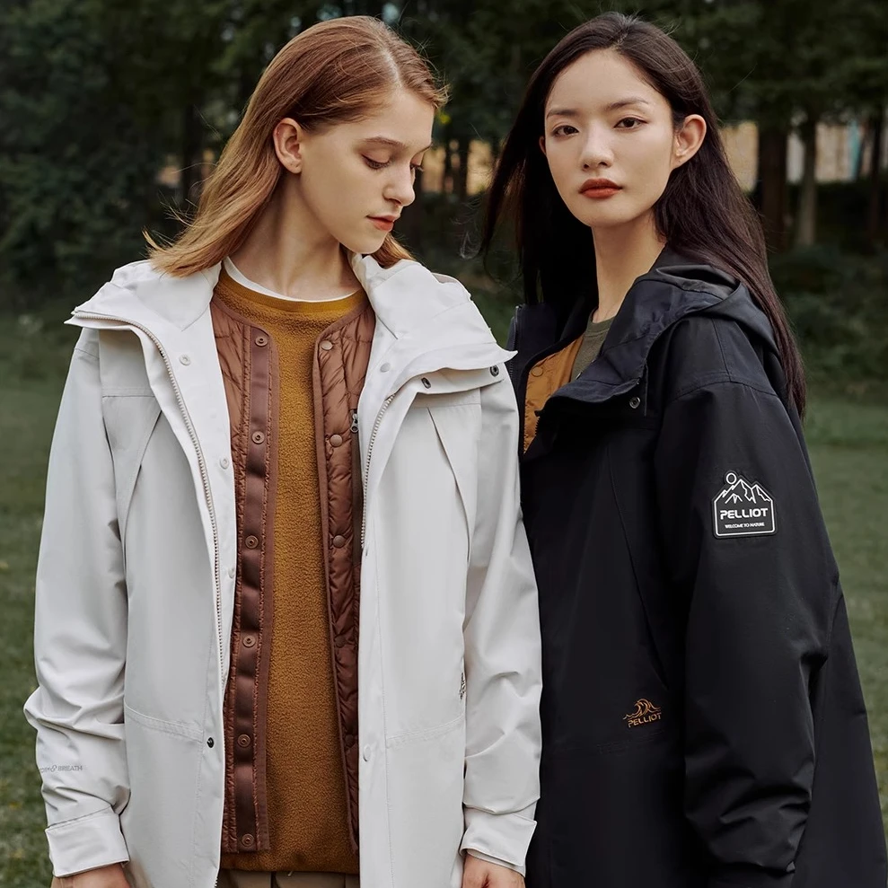 【山海】户外鹅绒冲锋衣女三合一鹅绒内胆防水登山服外套男