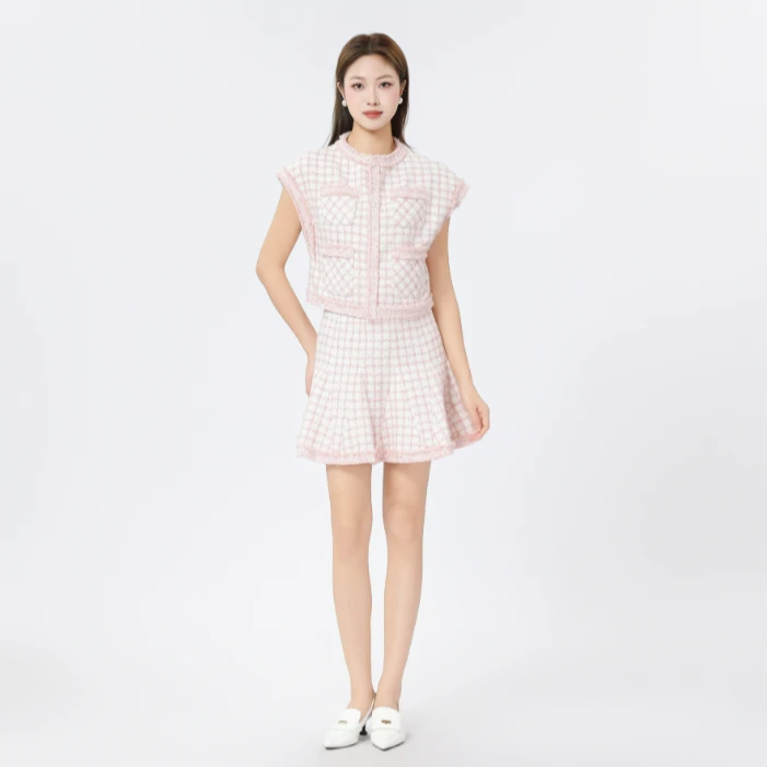 AMASS/阿玛施新款气质粗花呢短款复古小香风套装540009+520009