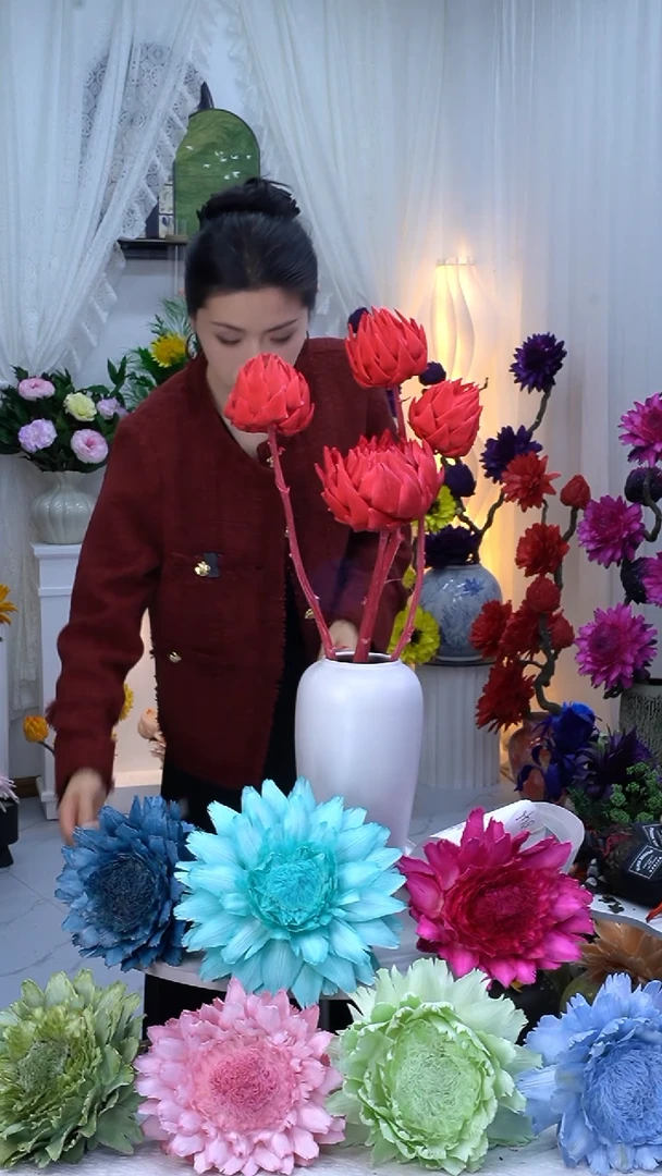 永生洋蓟玫红4头【微瑕】8128