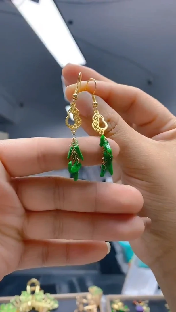 【闪购商品】翡翠耳饰合金370翡翠耳钩