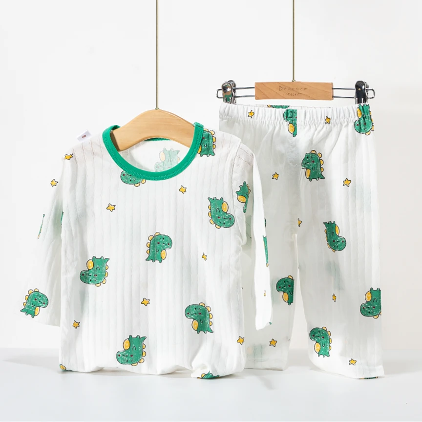 儿童纯棉套装夏季款宝宝七分袖家居服睡衣男女童薄款空调服H6068