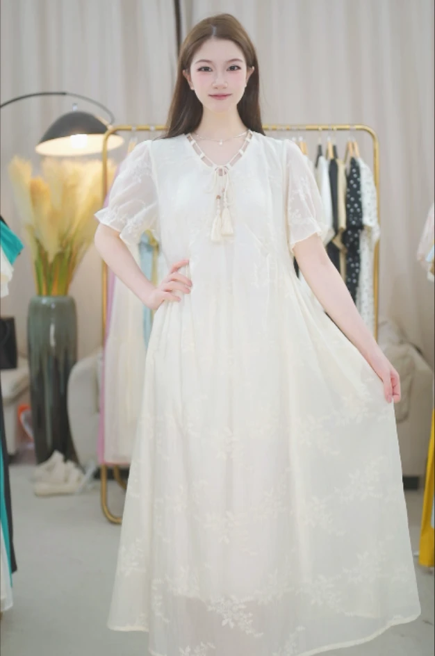 夏季新款时尚宽松大码气质甜美减龄连衣裙-82096