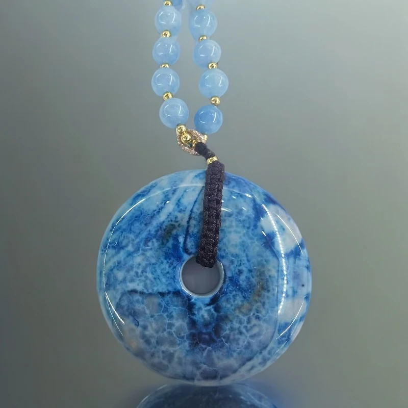 -高定珠宝天空蓝设计款平安扣吊坠X605