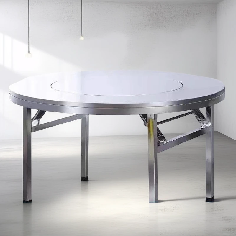 不锈钢简约旋转折叠家用多功能新款餐圆桌可伸缩客厅饭桌转盘设计