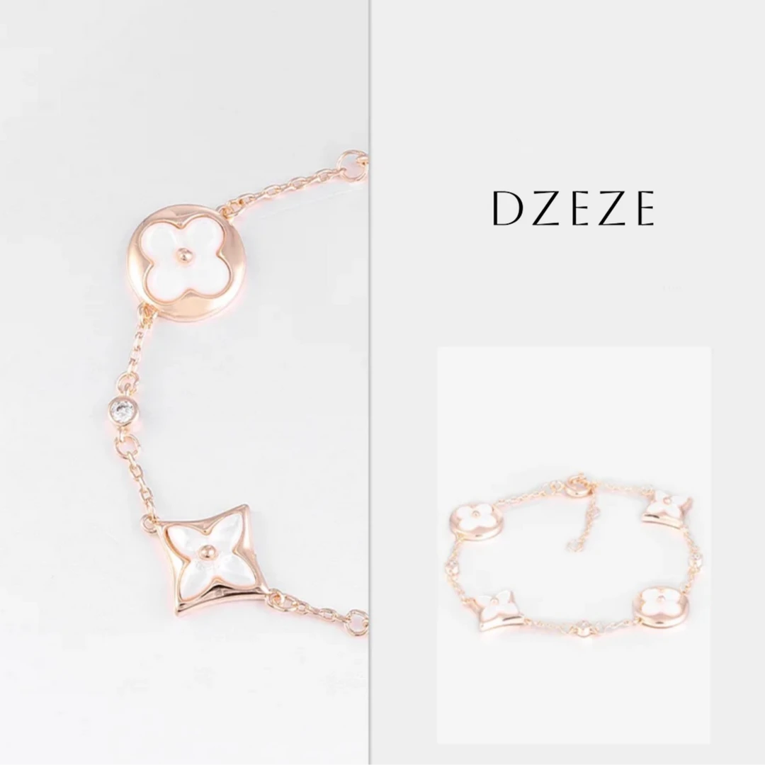 铜合金合成锆石手链  气质轻奢时尚百搭经典四叶草简约手链