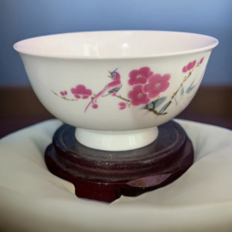 景德镇陶瓷翠竹红梅6寸高脚面碗