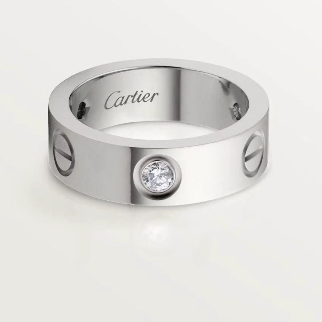 99新 Cartier/卡地亚 卡地亚k金三钻戒指50码