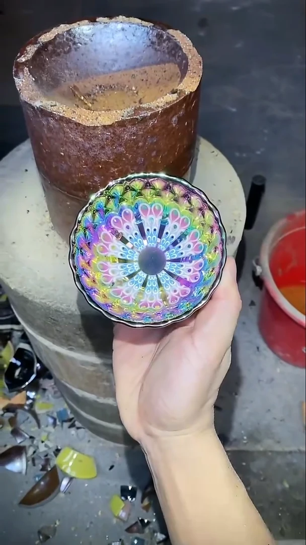 陶瓷纯手工茶杯 夜光七彩