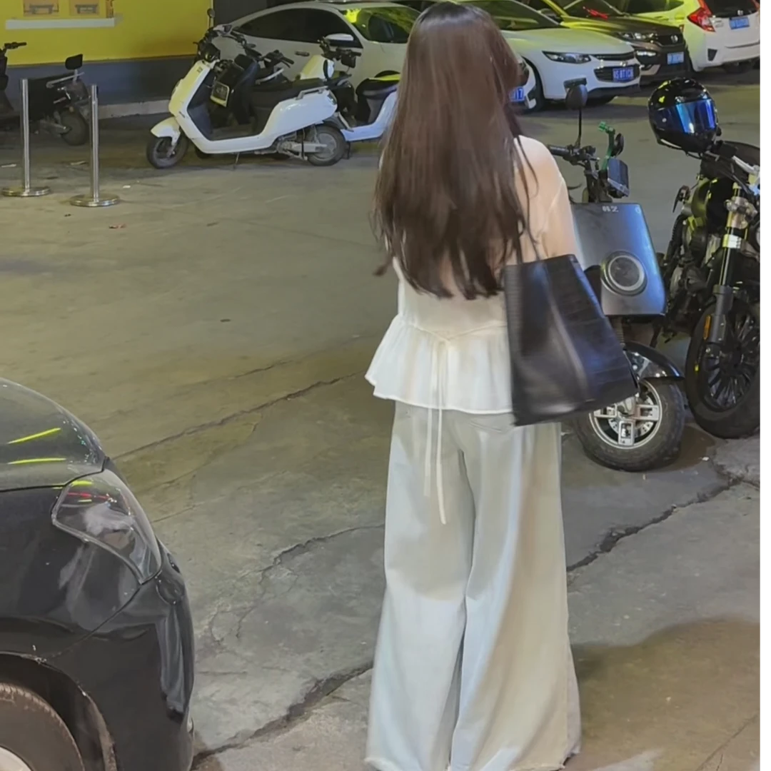 ccz studio 背后绑带小衫韩系百搭白色衬衫