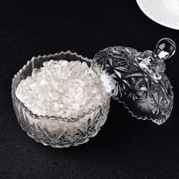 水晶净化消磁碗白水晶碎石原石容器净化碗消磁石收纳盒