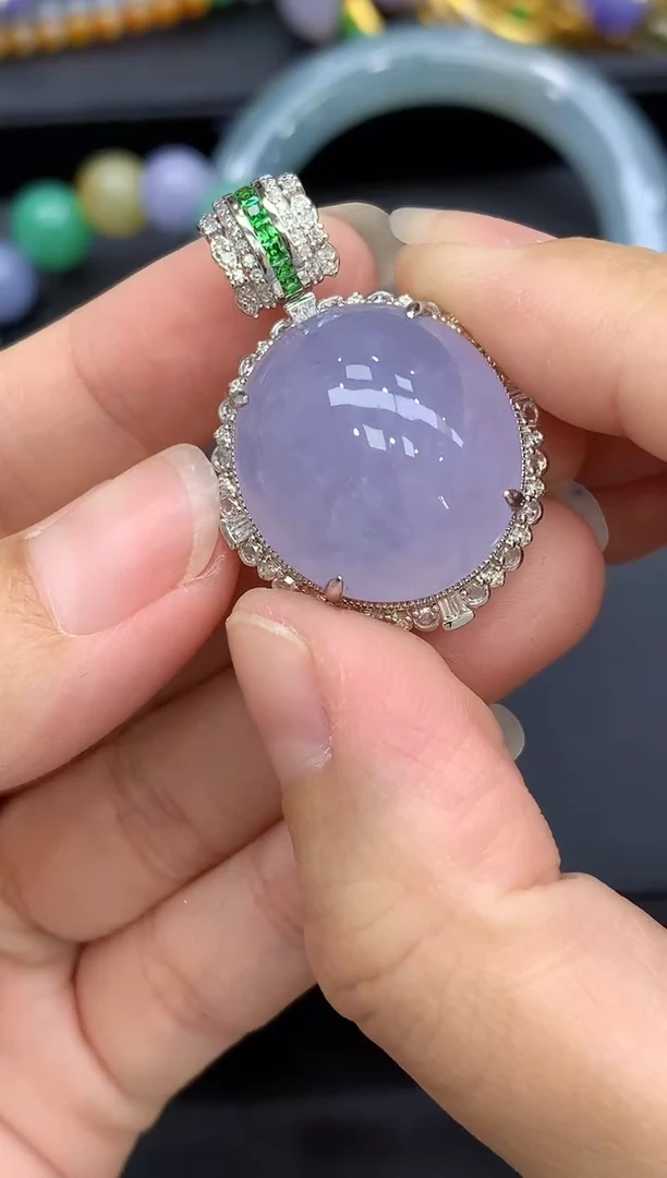 颈饰18K金镶嵌翡翠897-中国好珍宝