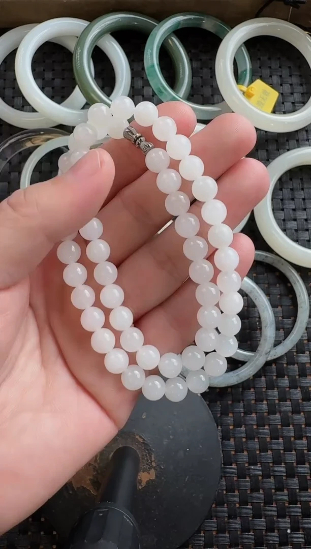 颈饰未镶嵌和田玉8mm白玉女神链