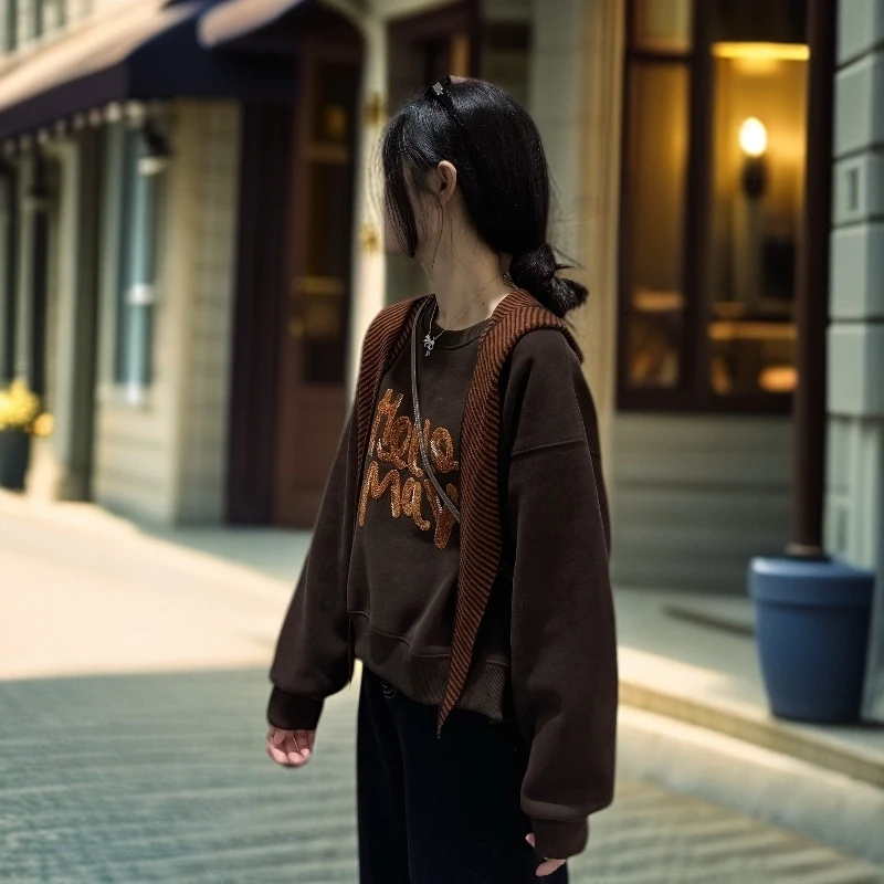 宿慕SUMU重工刺绣加绒卫衣2025新款秋冬韩版宽松披肩上衣女装1637