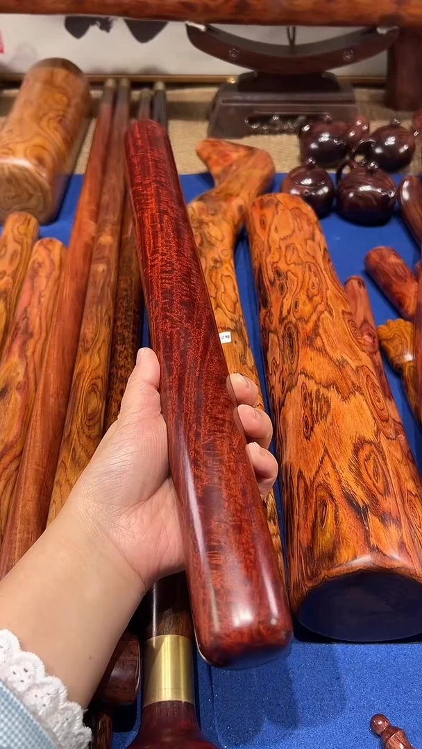 木质非洲小叶紫檀把玩棍太极尺长40cm口径4