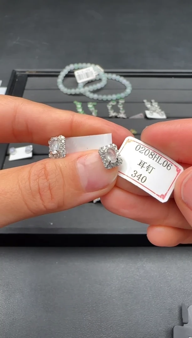 【闪购商品】翡翠耳饰银S925镶嵌0208HL06