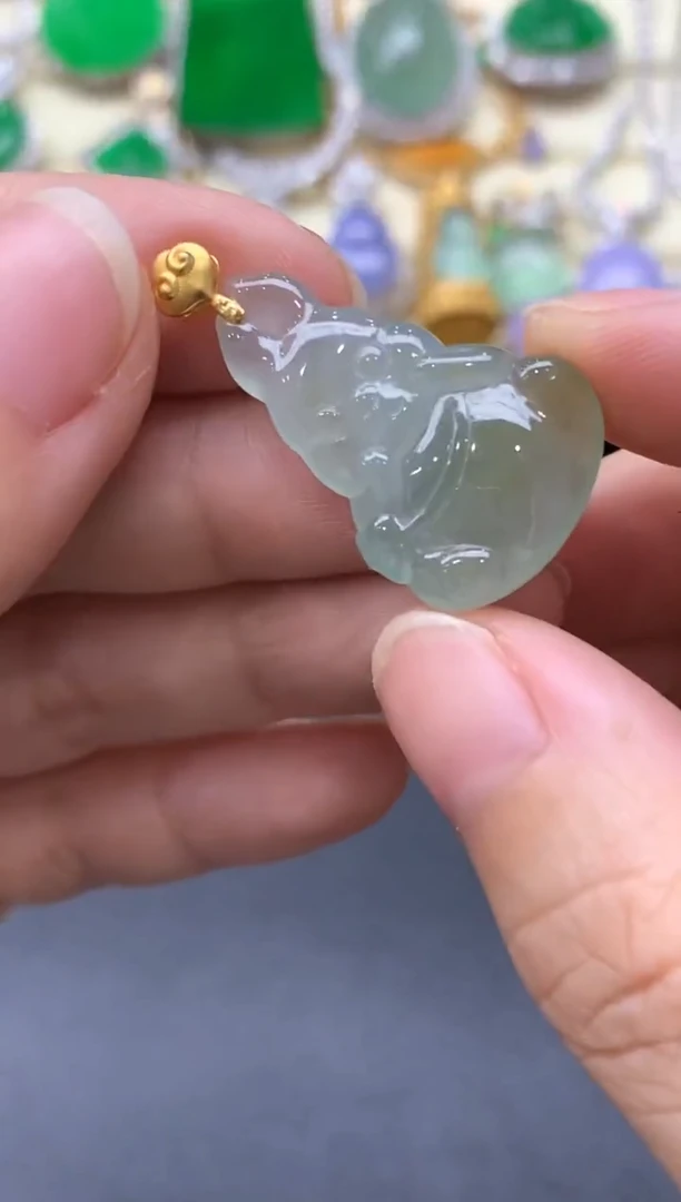 颈饰18K金镶嵌翡翠3641-中国好珍宝