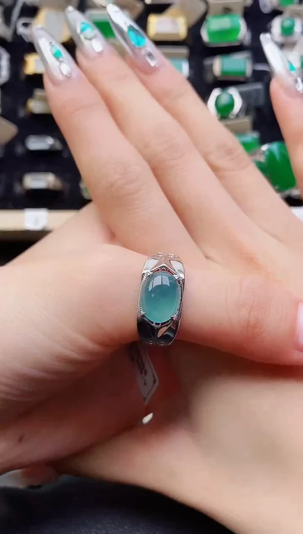 翡翠戒指银S925镶嵌212121