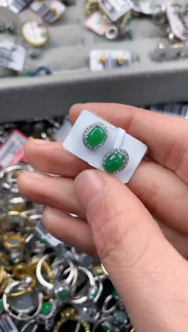 银S925镶嵌戒指翡翠444   3