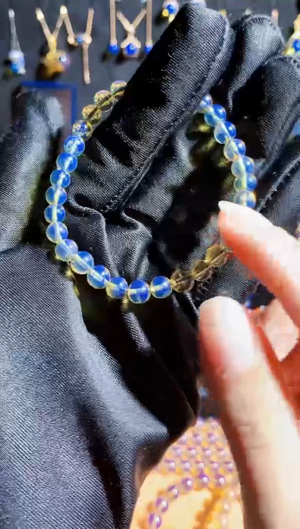 琥珀未镶嵌珠宝奇石5mm高蓝手串