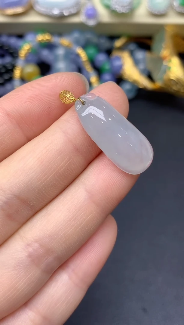 颈饰18K金镶嵌翡翠55-雪姐翡翠天天见