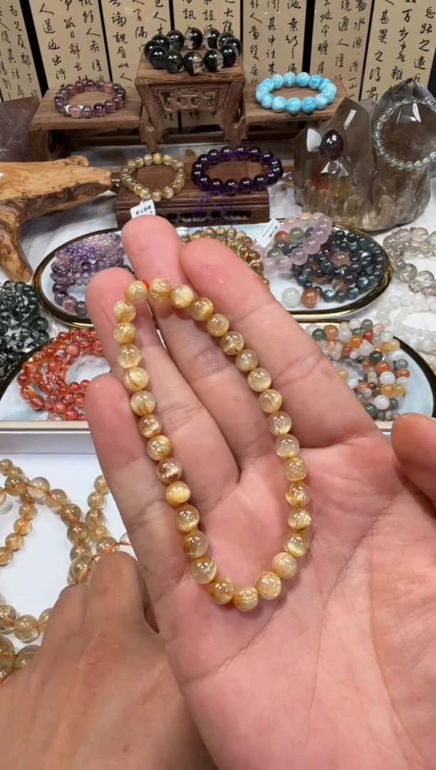 未镶嵌手串水晶SJ-59金发晶钛金  天然水晶 默认微瑕