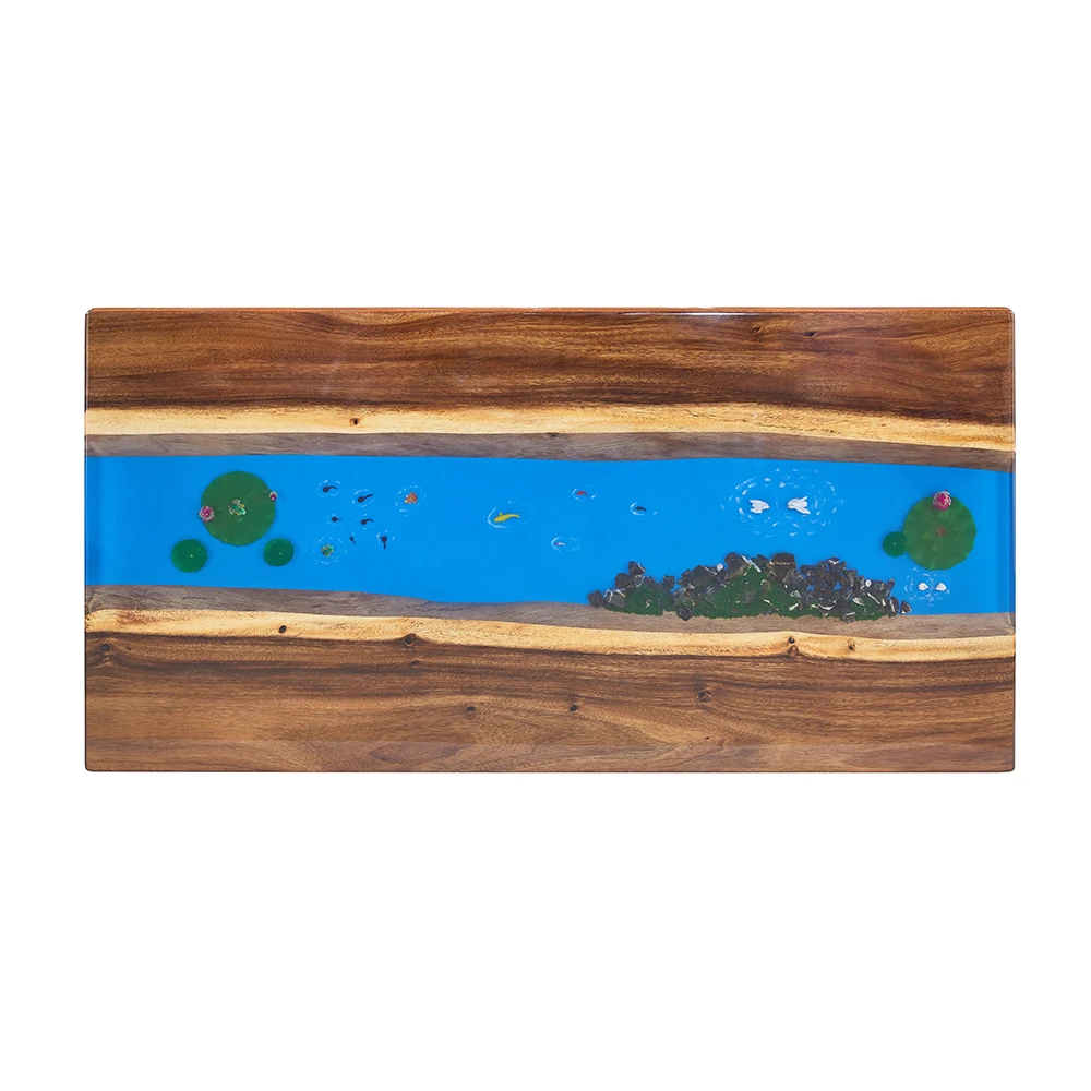 单桌面环氧树脂河流桌胡桃木树脂茶台实木大板茶桌几原木餐桌简约