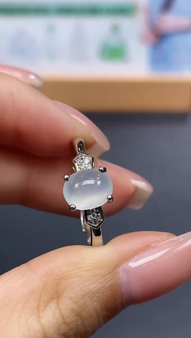 银S925镶嵌定制翡翠天然翡翠A货106