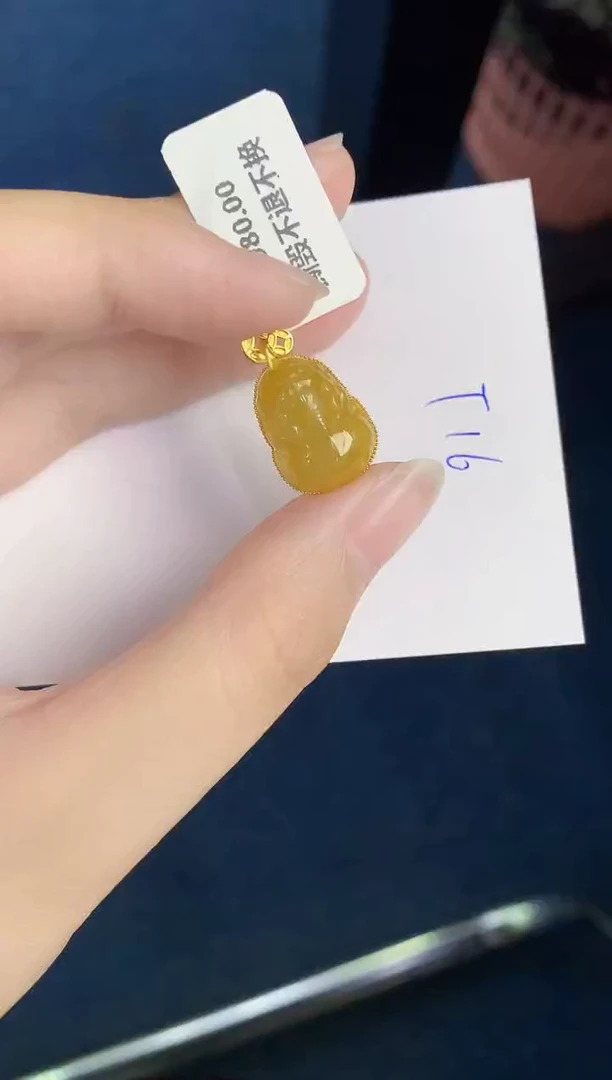 翡翠18K金镶嵌颈饰天然翡翠緬甸A貨