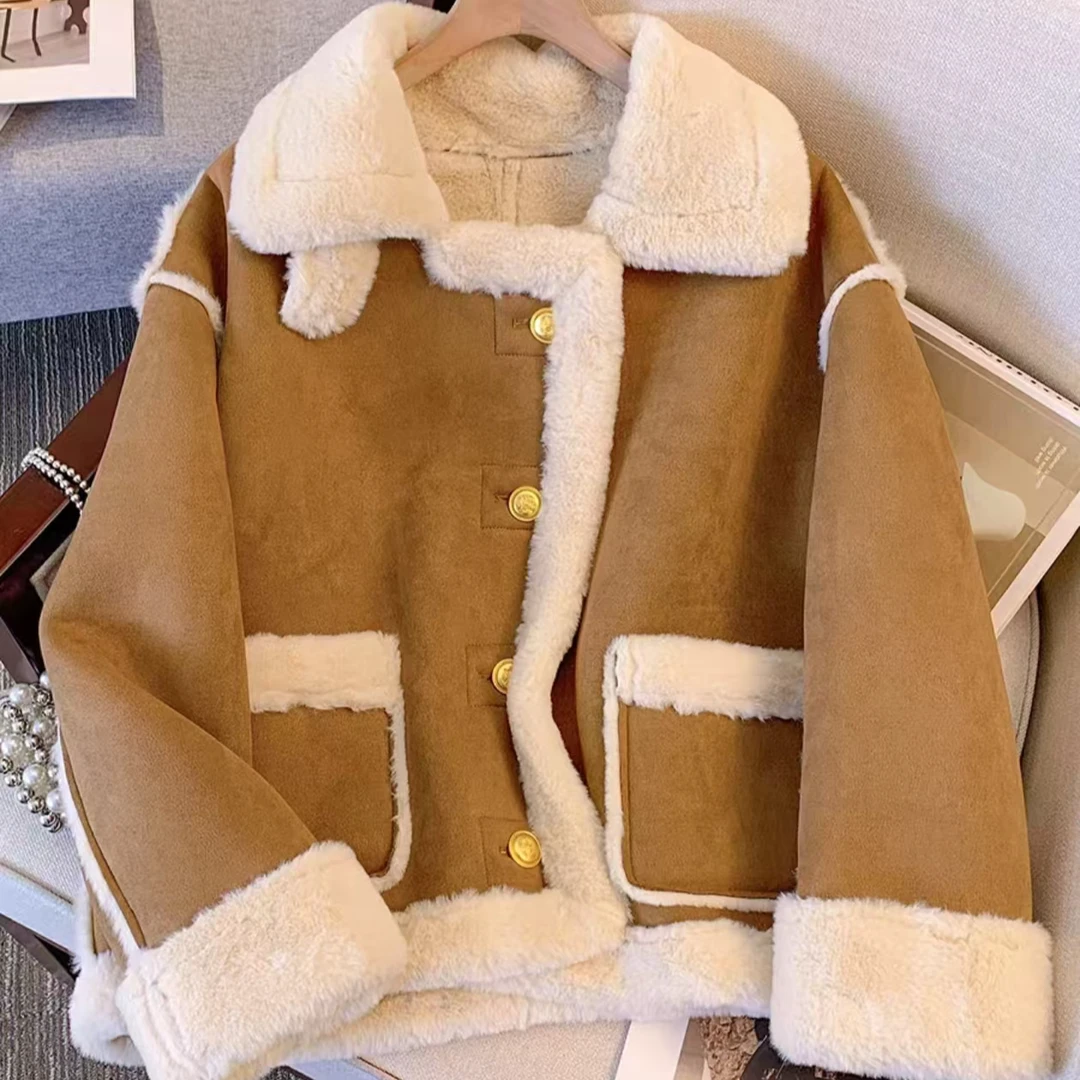 1691-1700 懂姐家2025秋冬宽松女休闲百搭加厚短款牛仔外套短外套