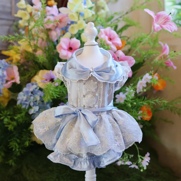 小型狗狗服装猫咪秋蕾丝蝴蝶宠物衣服马尔济斯可爱复古公主裙洋装