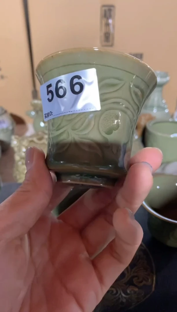 瓷片如*月L002 手工刻花闻香杯 566号