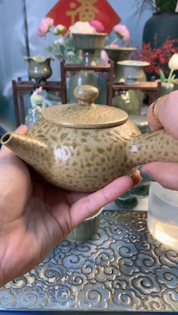 【闪购商品】大师底款 玳瑁釉侧把壶