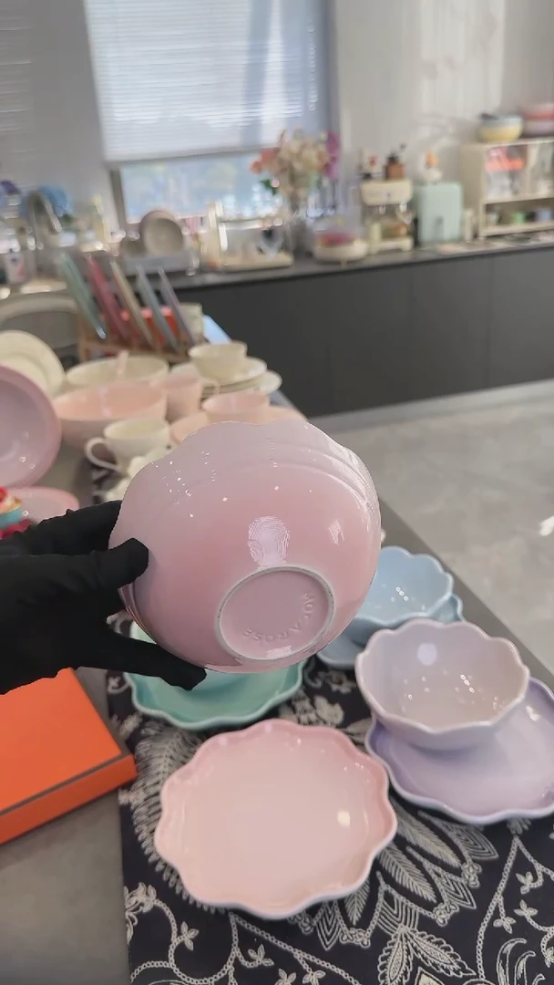 【闪购商品】瓷炻彩花边碗14cm-樱花粉