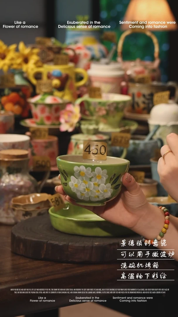 陶瓷450景德镇高温釉下彩绘设计师款式