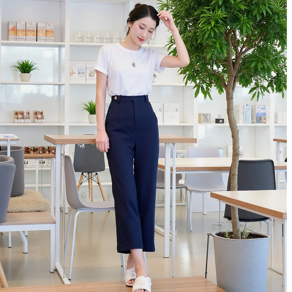 【籽言专属】修身直筒西装裤女垂感休闲裤通勤裤KT20608