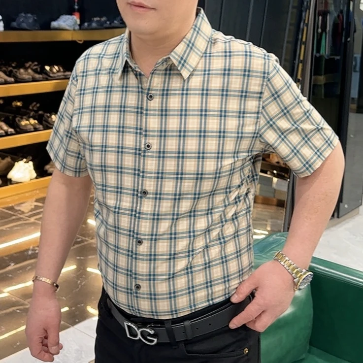 夏季 新款 卡其格 短袖 衬衫 007