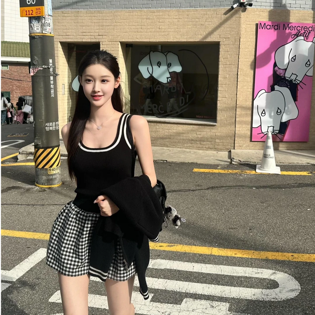 2025秋季新款时尚套装气质显瘦洋气休闲百搭性感辣妹外出背心开衫