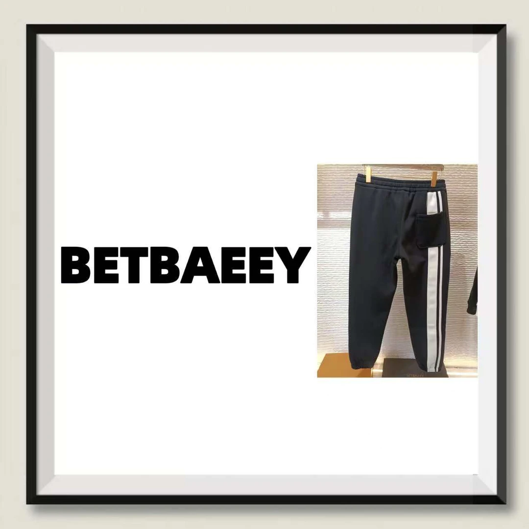 新款字母运动束脚裤加绒加厚保暖青年简约系带休闲裤5936