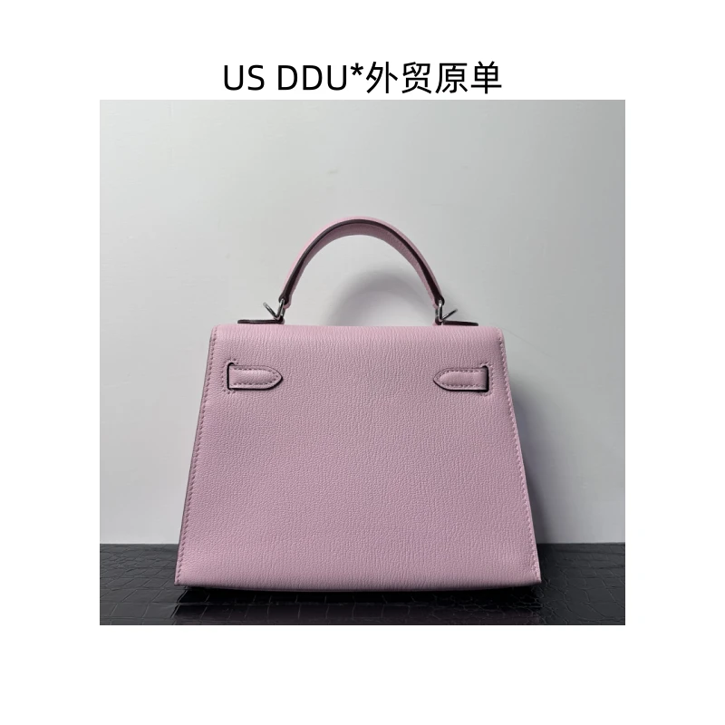 A178 3Q粉银扣凯莉22外缝法羊皮手提包1382/D014