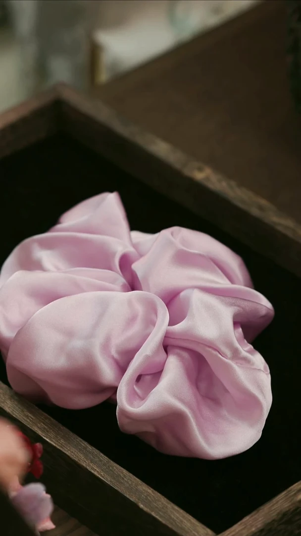 刺绣湘传礼桑蚕丝发圈风信紫