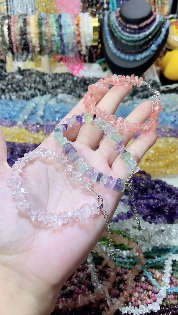 未镶嵌珠宝半成品水晶西瓜晶粉水晶浅萤手链