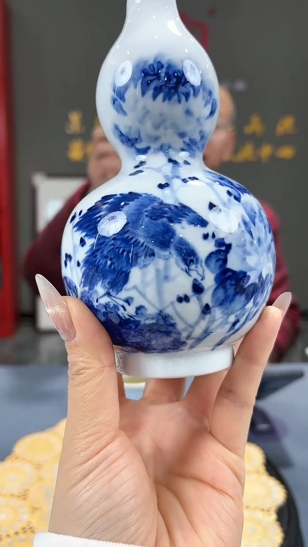 【闪购商品】官窑瓷画院434官窑瓷画院卢雁葫芦瓶