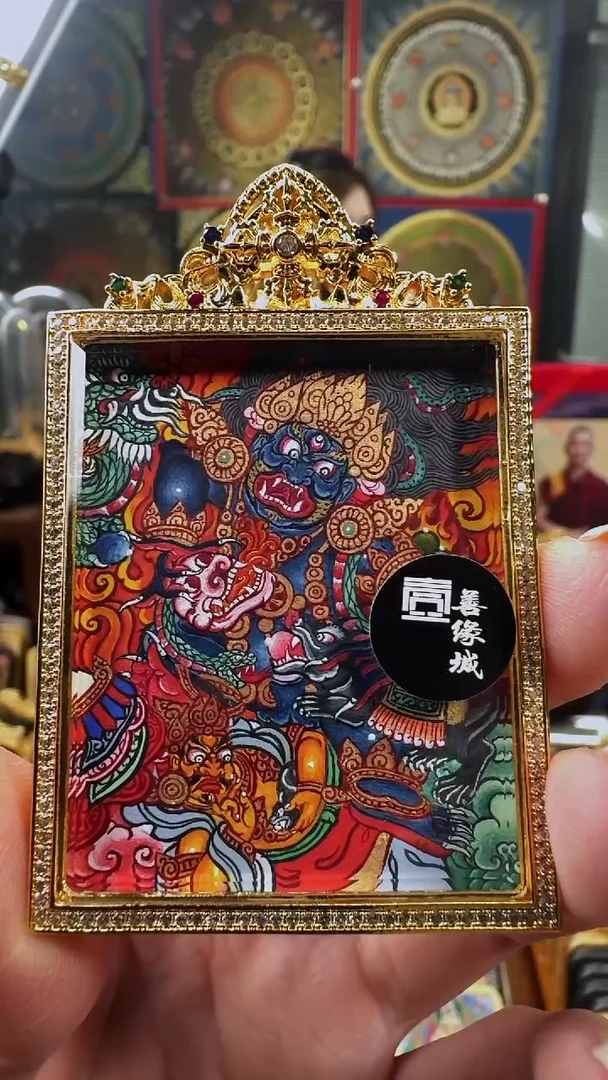 吊坠壹善缘城手绘唐卡黑C