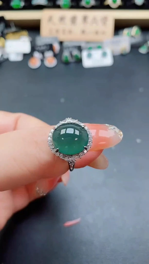 银S925镶嵌戒指翡翠1