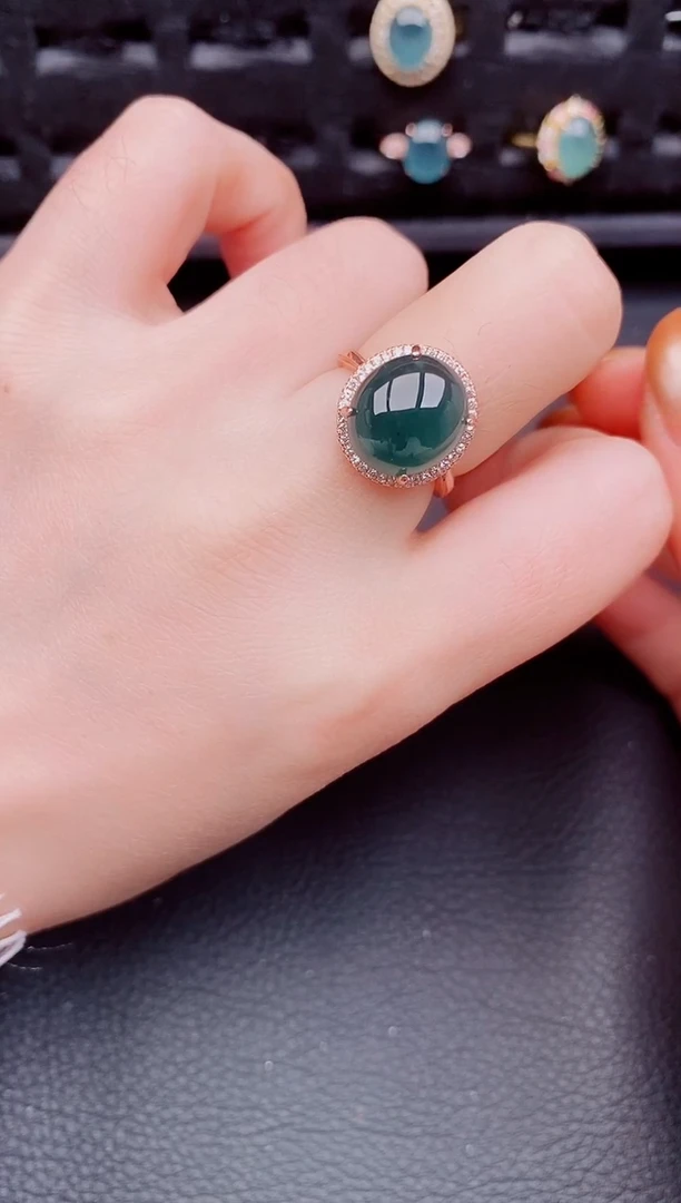 【闪购商品】翡翠戒指银S925镶嵌天然a货翡翠891