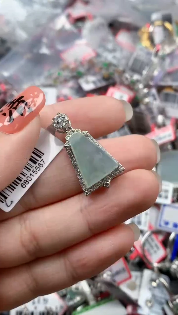 银S925镶嵌戒指翡翠天然A货缅甸翡翠