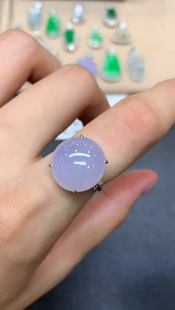 18K金镶嵌戒指翡翠蛋面【无服务费