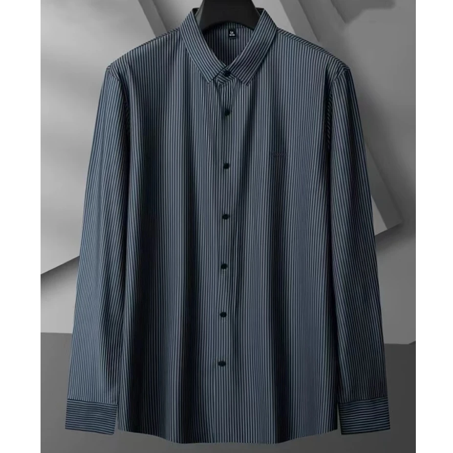 莱肯男士衬衫新款长袖白金棉衬衣222055