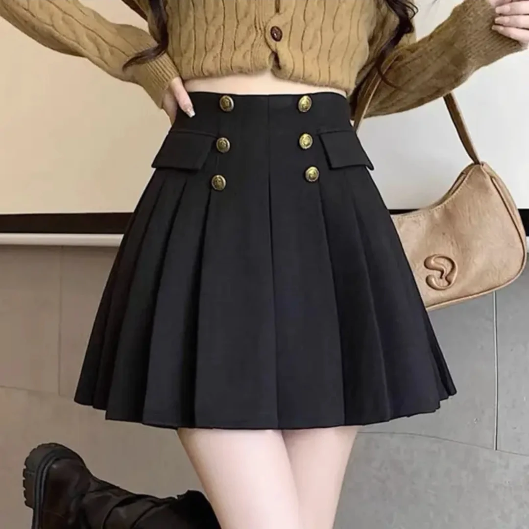 551-600短裙学院风百褶裙显瘦高腰半身裙裙子秋冬A字ins学院