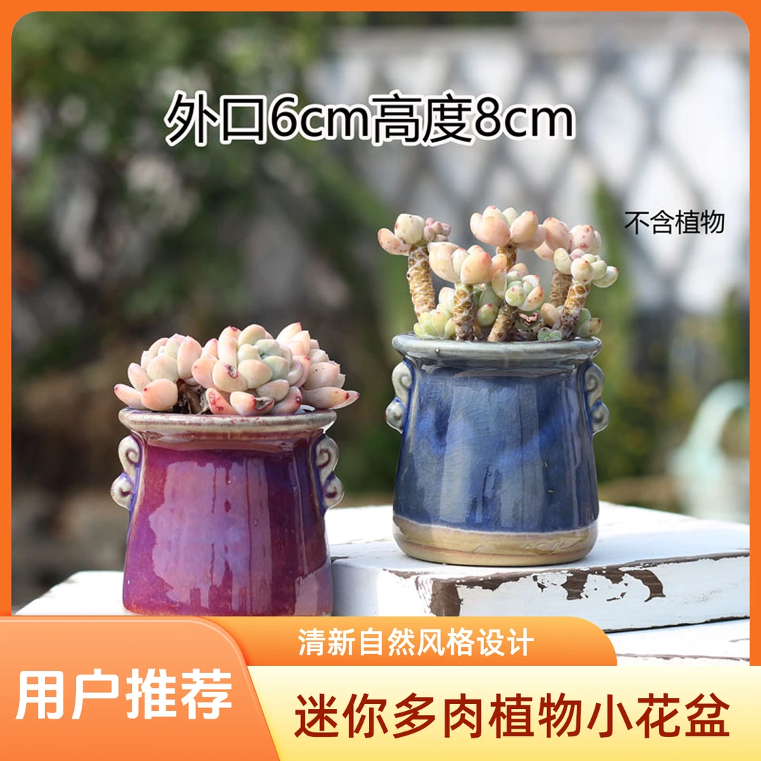 多肉花盆窑变粗陶老桩盆栽陶瓷多肉植物透气植物小法师控养陶瓷盆